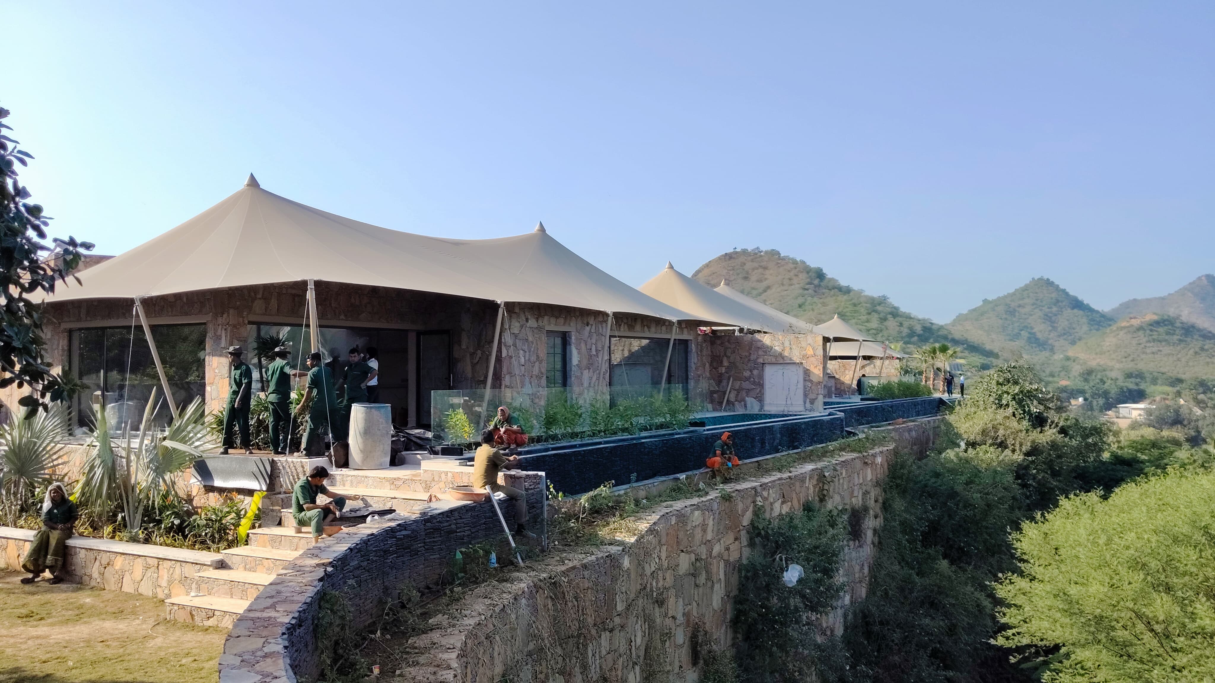 Bespoke tents overlooking the Aravali Hills at Taj Aravali Resort and Spa, Udaipur